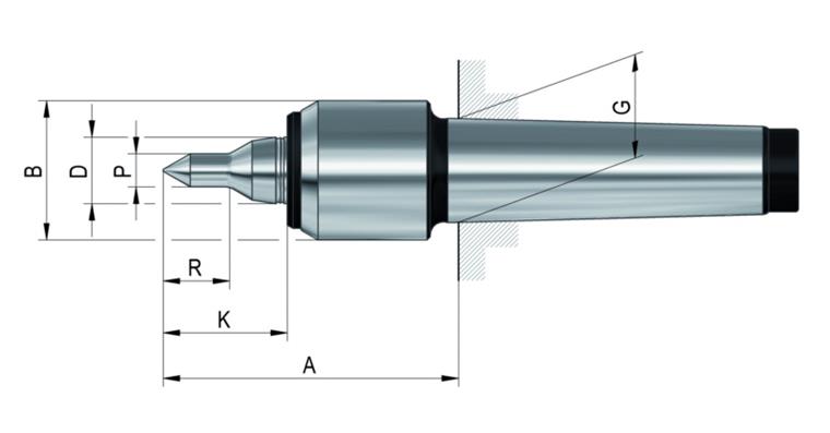 1024202301 Otočný hrot 60°, MK2, slim s prodlouženou odstupňovanou špičkou