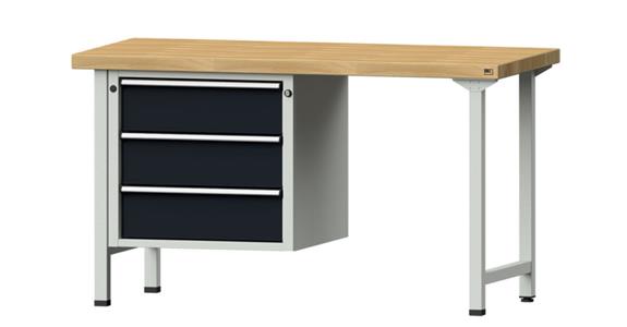 ANKE, kombi. prac. stůl, 706 V, mas. buk. deska, 1500x700x850 mm, RAL 7035/7016