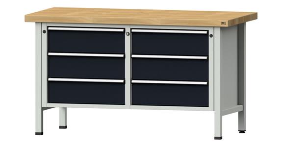 Dílenský stůl ANKE, 108 V, deska se Zn potahem, 1500x700x900 mm, RAL 7035/7016