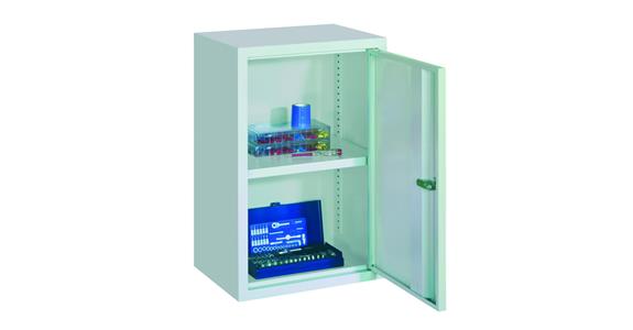 Hang. cab. back panel smooth sld sheet metal door W400mm RAL7035/7035 light grey