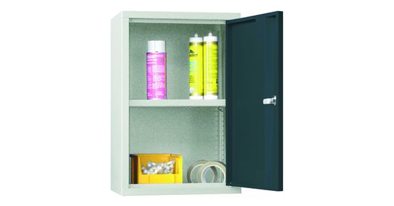 Hang. cab. back pan. smooth sld sh.met. door W400mm RAL7035/7016 anthracite grey