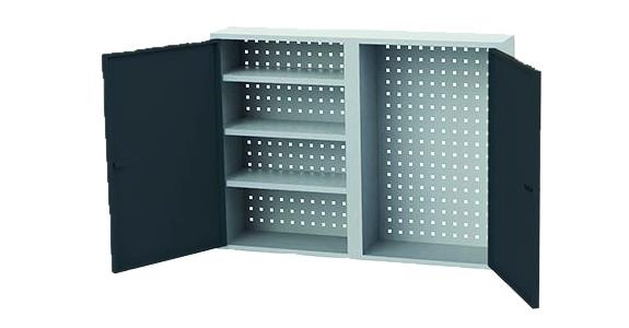 Hanging cabinet HxWxD 750x1000x200mm 2 doors 3 shelves hous./doors RAL7035/7016