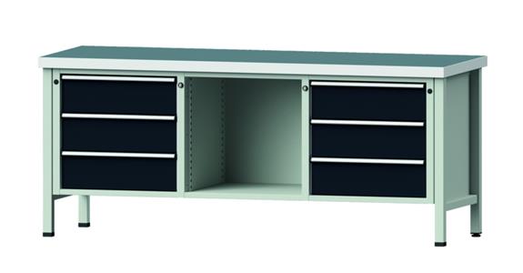 Dílenský stůl ANKE, 120 V, deska s univ. potahem, 2000x700x850 mm, RAL 7035/7016