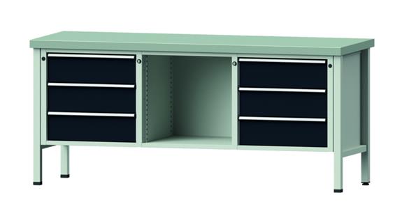 Dílenský stůl ANKE, 120 V, deska se zink. potahem 2000x700x900 mm,RAL7035/7016