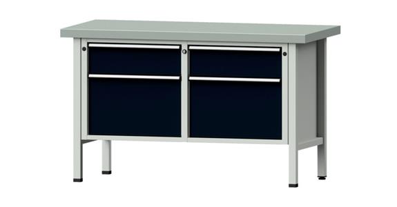 Dílenský stůl ANKE, model 205 V, pozink. deska, 1500x700x900 mm, RAL 7035/7016