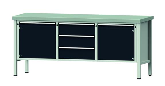 Dílenský stůl ANKE, 122 V, deska se zink. potahem 2000x700x900 mm,RAL7035/7016