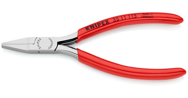 1001525001 Uchop. kleště na elektroniku,115 mm, ploché čelisti, s plast. rukojetí