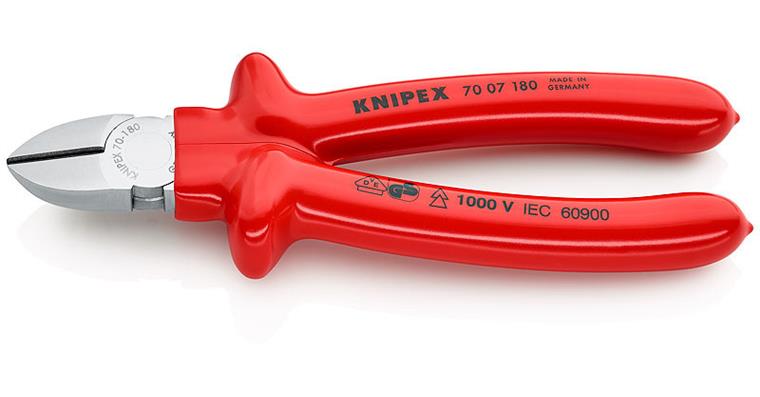 1001553012 Diagonal cutters, chrome-plated, dip-insulated VDE 180 mm Article 70 07 180