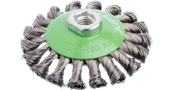 Kuželový kartáč ATORN, průměr 100 mm, M14, splétaný drát V2A 0,5 mm