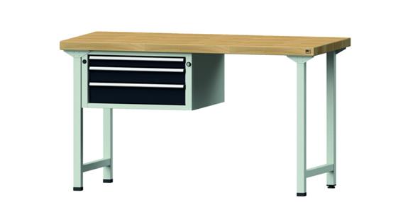ANKE, kombi. prac. stůl, 502 V, mas. buk. deska, 1500x700x850 mm, RAL 7035/7016