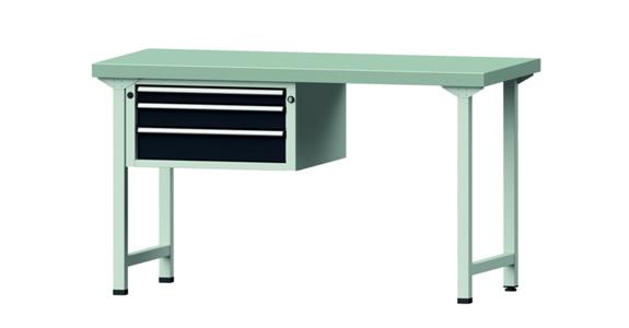 ANKE, kombi. prac. stůl 502 V, des. se Zn plech., 1500x700x850 mm, RAL 7035/7016