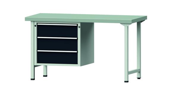 ANKE, kombi. prac. stůl 706 V, des. se Zn plech., 1500x700x850 mm, RAL 7035/7016