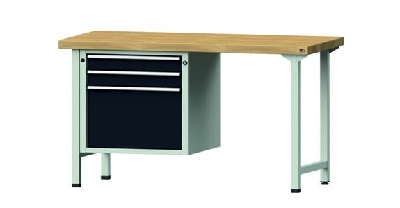 ANKE, kombi. prac. stůl, 702 V, mas. buk. deska, 1500x700x850 mm, RAL 7035/7016
