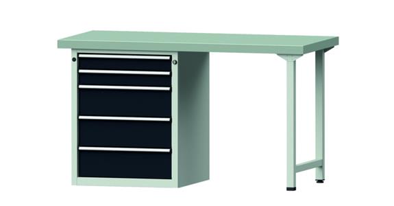 Combination workbench 1500x700x850mm model 810V pl. w/ sh. st coat. RAL7035/7016