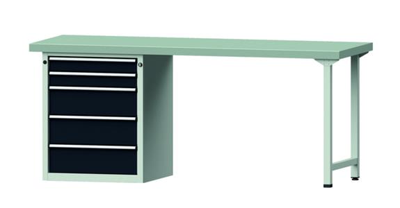 Combination workbench 2000x700x850mm model 830V pl. w/ sh. st coat. RAL7035/7016