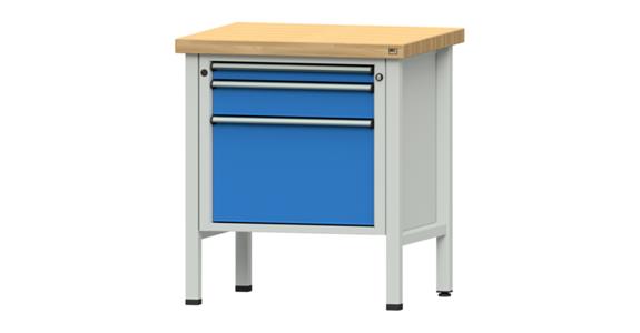 Dílenský stůl ANKE 57 V, bukový masiv, nosnost 1500 kg, 800x700x900 mm, RAL 7035