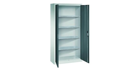Hinged door tool cabinet HxWxD 1950x930x400 mm 4 shelves RAL 7035/7016