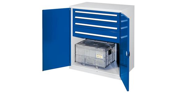 Heavy-duty cabinet H1100xW1000xD600mm 4 drawers without cen. divider 7035/5010