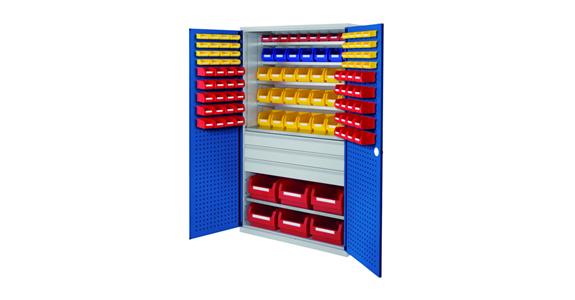 Large cabinet H1950xW1130xD590 mm 116boxes 6 shelves RAL 7035/5010