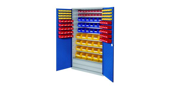 Large cabinet H1950xW1130xD590 mm 133boxes 9 shelves RAL 7035/5010