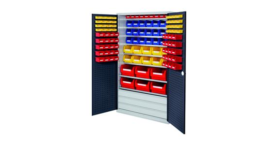 Large cabinet H1950xW1130xD590 mm 119boxes 8 shelves RAL 7035/7016