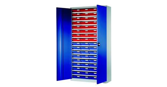 Úložná skříň V1950DxŠx1000xH410 mm včetně 68 boxů RAL 7035/5010