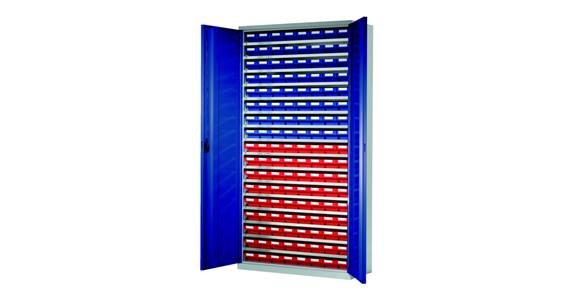 Úložná skříň V1950DxŠx1000xH410 mm včetně 136 boxů RAL 7035/5010