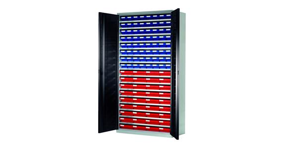 Úložná skříň V1950DxŠx1000xH500 mm včetně 100 boxů RAL 7035/7016