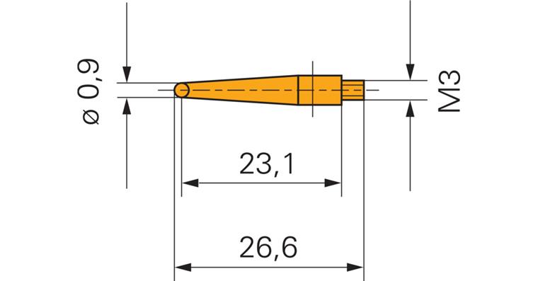 1095011708 Měřicí dotyk s ocelovou kuličkou, 0,9 mm, závit M3