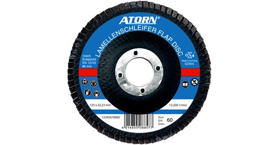 Brusný lam. talíř ATORN, vel. zrn 40 – pr. 125 mm šikmý, sklolam. nosič nástroje