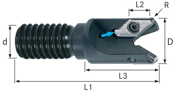 Nástrčná šroubovací fréza ATORN pro VPGT22053, 32,0 mm, závitová stopka M16, T=2