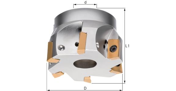 Úhlová fréza ATORN, 90°, pro APKT/APHT16, 100,0 mm, vnitřní chlazení, T=8
