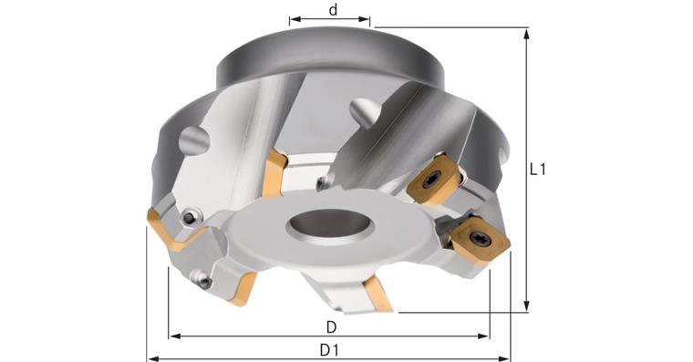 1095006401 Hlava rovinné frézy, 45°, 125,0 mm, pro vym. břitové destičky SEET 12T3, T=8