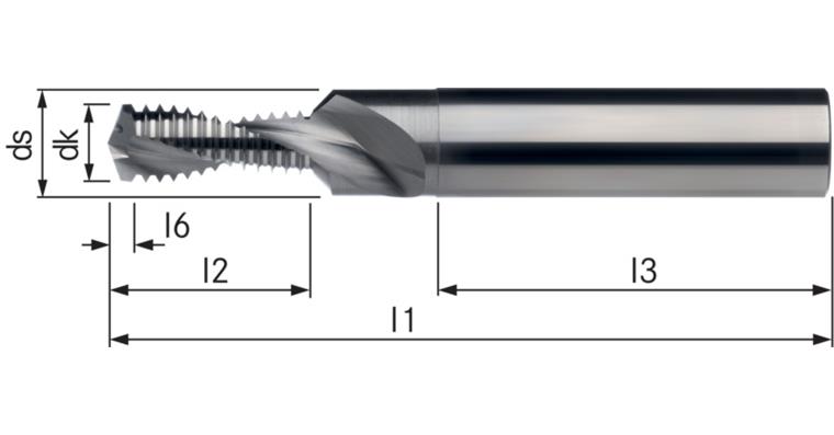 1003141723 Vrtací závitová fréza M16 x 2,0 2,5xD M16 x 2,0