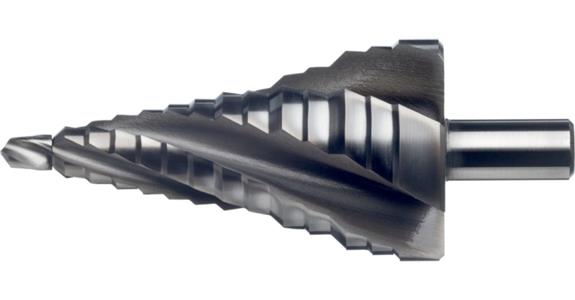Stupňovitý vrták ATORN HSS se spir. drážkou, 12,5 mm–28,3 mm, E1, průchozí otvor