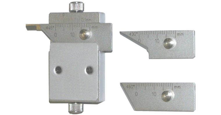 1095011735 Posuvná měř. zkos., 10 mm, stup. 0,1 mm, 3 kontr. vlas. pravítka 30/45/60°