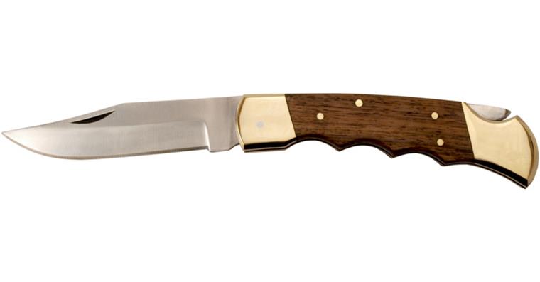 1095012512 Kapesní nůž Lock Knife, 220 mm, s dřevěnou rukojetí a koženým pouzdrem