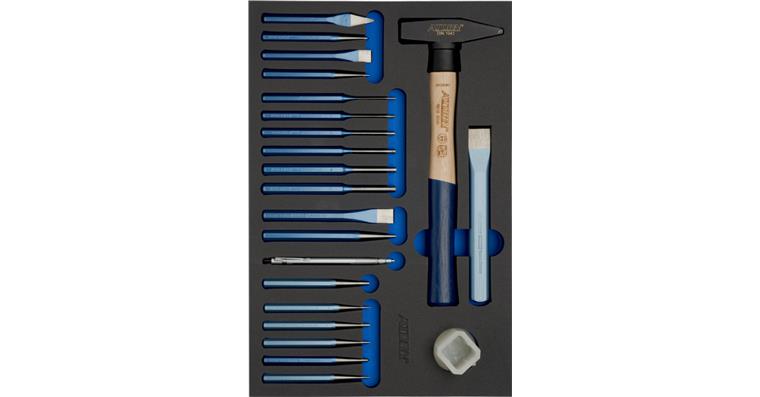 1002596012 Vložka z tvrdé pěny s kladivem a sadou sekáčů, DxŠxH: 293x435x30mm