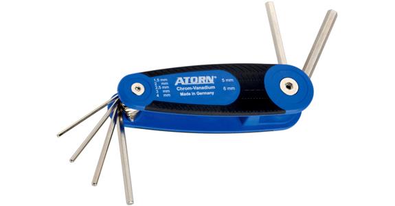 Šestihranný šroubovák ATORN, 7 ks, 2,5–10 mm, skládací pouzdro do ruky