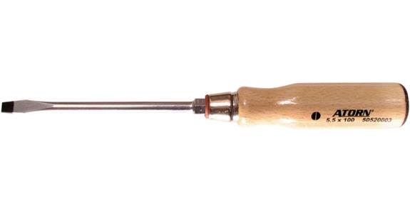 Plochý šroubovák ATORN, 7x125 mm, šestihranná dřevěná rukojeť