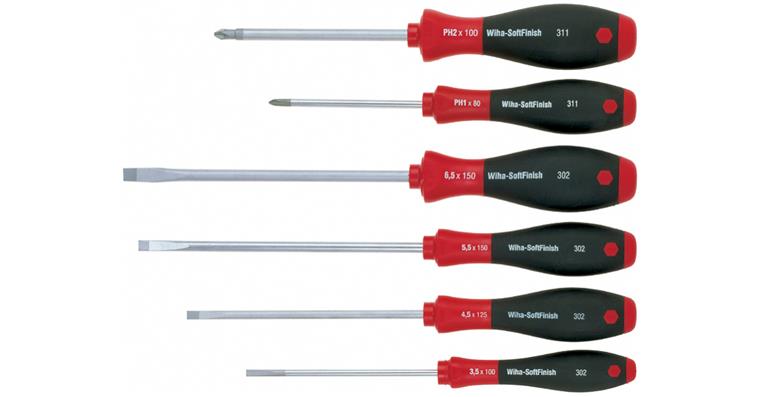 1052477101 Sada plochých šroubováků, 6 ks, 3,5–6,5 mm / PH1 a PH2