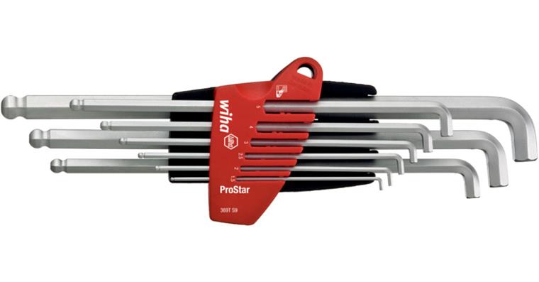 1001616915 hex key set hexagon ball point 9-piece matt chrome-plated 07185