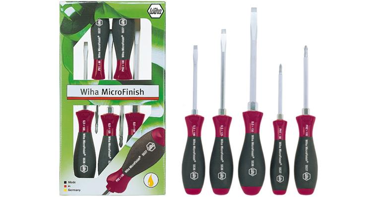 1001617505 Plochý šroubovák MicroFinish, 5 ks, šestihranná čepel + ocelová koncovka