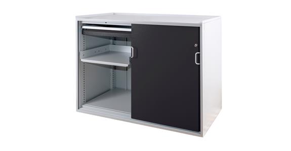 Tělo skříně s posuvnými dveřmi zásuvek (prázdné), RAL 7035/7016 1019x1410x790 mm