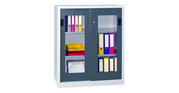 Skříň s posuvnými dveřmi s průhledem V 1200 x Š 1000 x H 600 mm RAL 7035/7016
