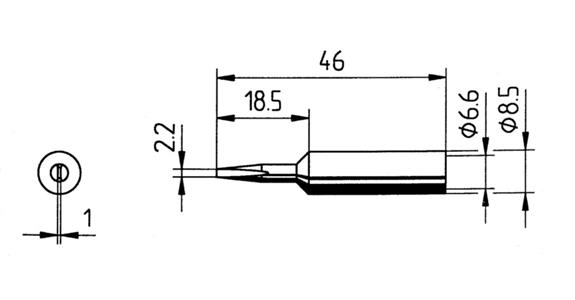 Replacement soldering tip CD LF chisel-shaped 2.2 mm for soldering station 70052