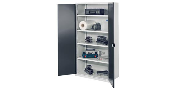 Heavy-duty cab. H1950xW1000xD600mm 4 shelves with sld sh metal doors 7035/7016