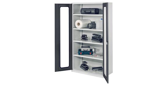 Hvy-dty cab. H1950xW1000xD600mm 4 shelves with doors w/ view. window 7035/7016
