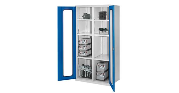 Hvy-dty cab. H1950xW1000xD600mm 4 shelves with doors w/ view. window 7035/5010