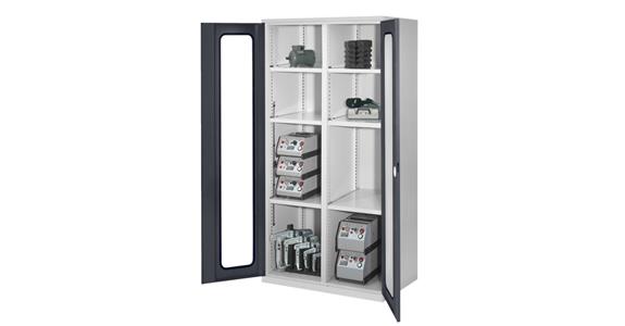 Hvy-dty cab. H1950xW1000xD600mm 4 shelves with doors w/ view. window 7035/7016